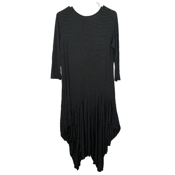 Comfy USA Dress Medium Stripe Lagenlook Avant Garde Balloon Hem Parachute - Picture 5 of 7